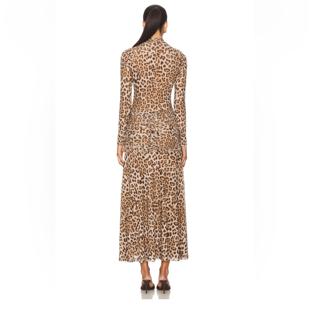 Revolve Bardot Lea Printed Mesh Midi Dress in Brown Leopard - Picture 3 of 7